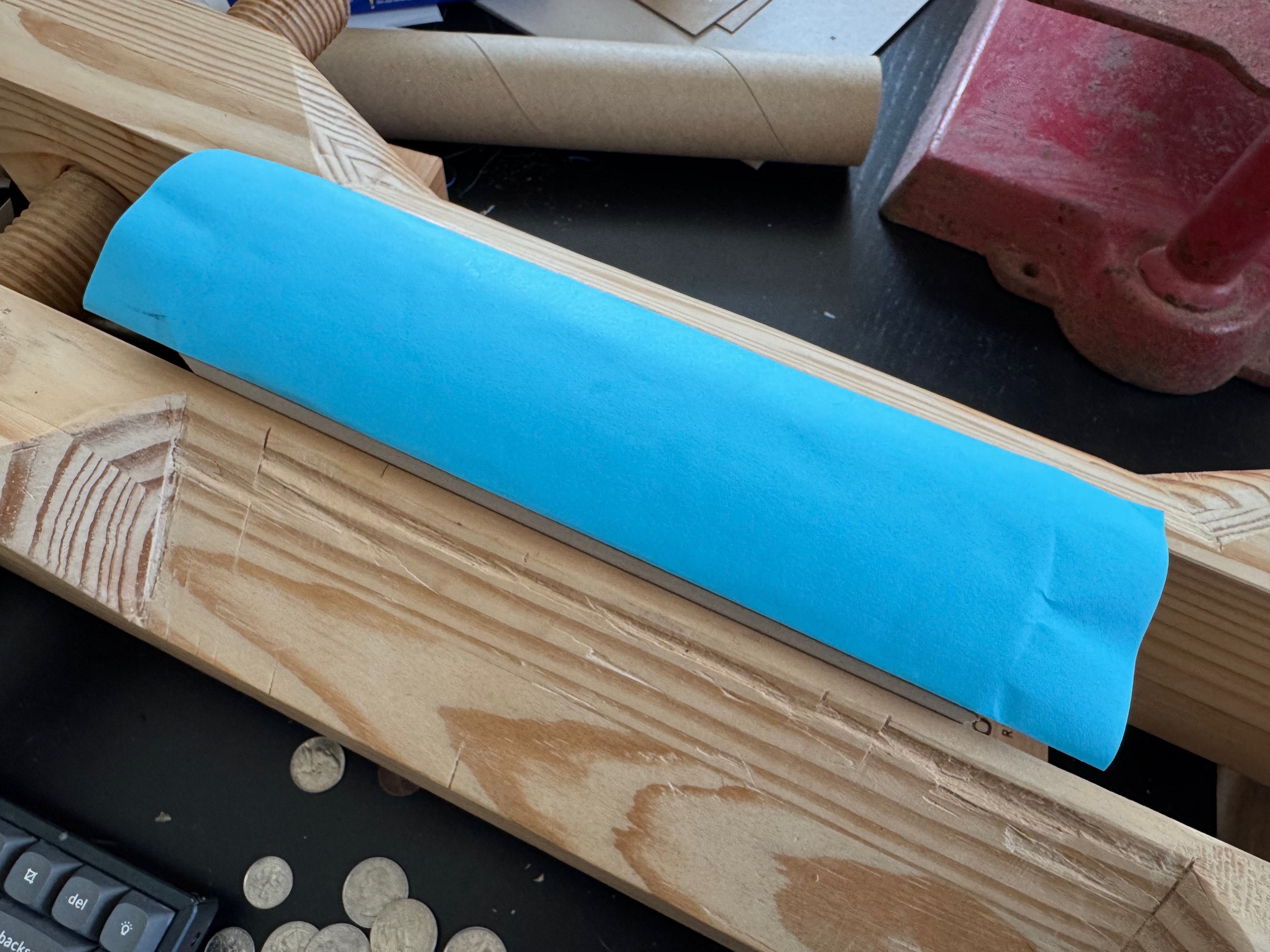 Hollow, made out of blue paper